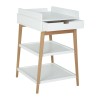 Verzorgingstafel met houten poten en lade  - Luiertafel hip met lade - wit/naturel